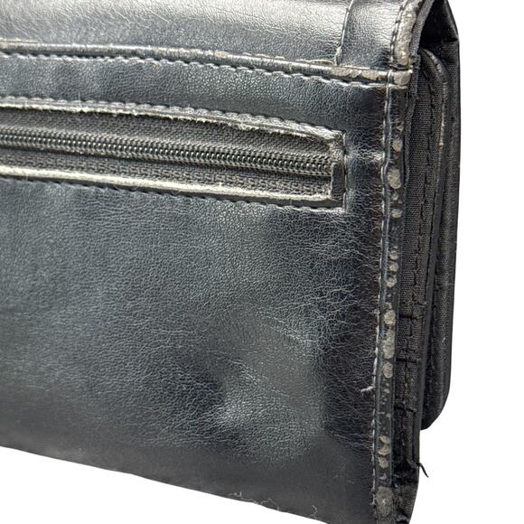 Etienne Aigner Vintage Soft Black Leather Silver Hardware Tri-Fold Wallet - Picture 4 of 7